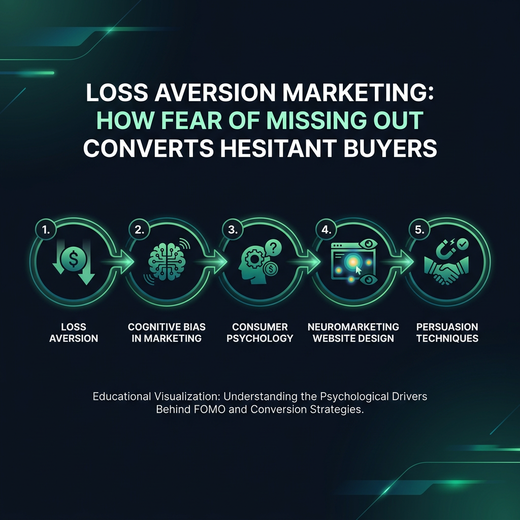 Loss Aversion Marketing: How Fear of Missing Out Converts Hesitant Buyers infographic showing loss aversion, cognitive bias in marketing, consumer psychology for digital marketing