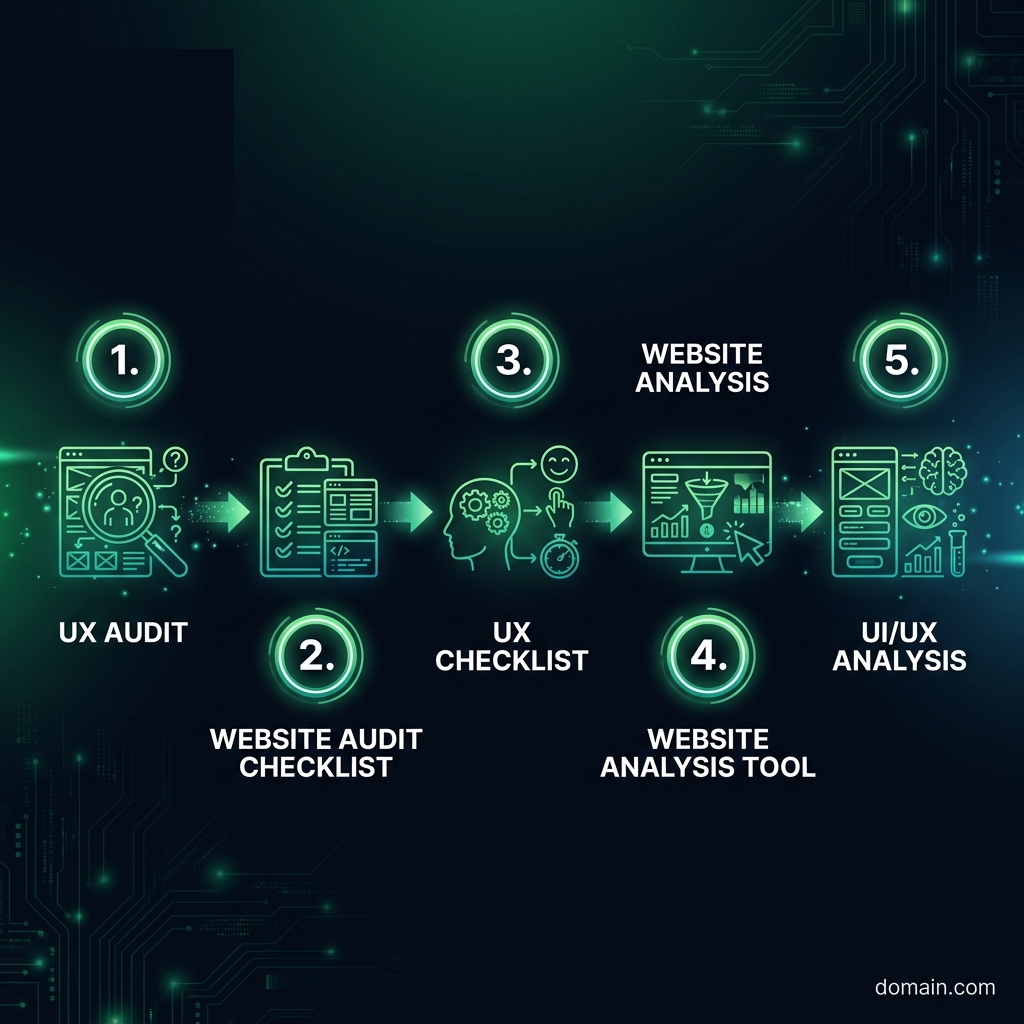 The Complete UX Audit Checklist: 25+ Critical Points to Check Before Using Any Website Analysis Tool infographic showing UX audit, website audit checklist, UX checklist for digital marketing