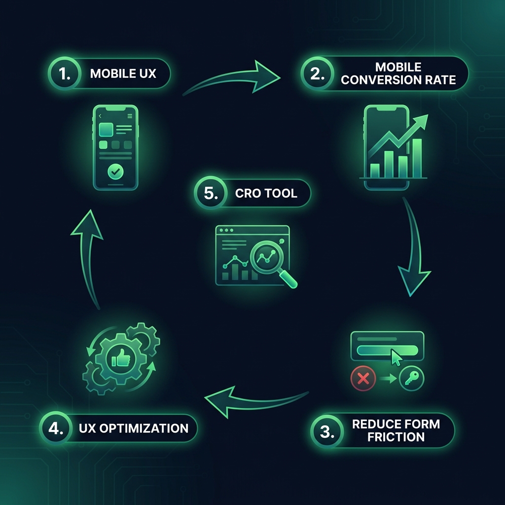 Mobile Form Friction: How Wrong HTML Input Types Kill Your Conversions infographic showing mobile UX, mobile conversion rate, reduce form friction for digital marketing