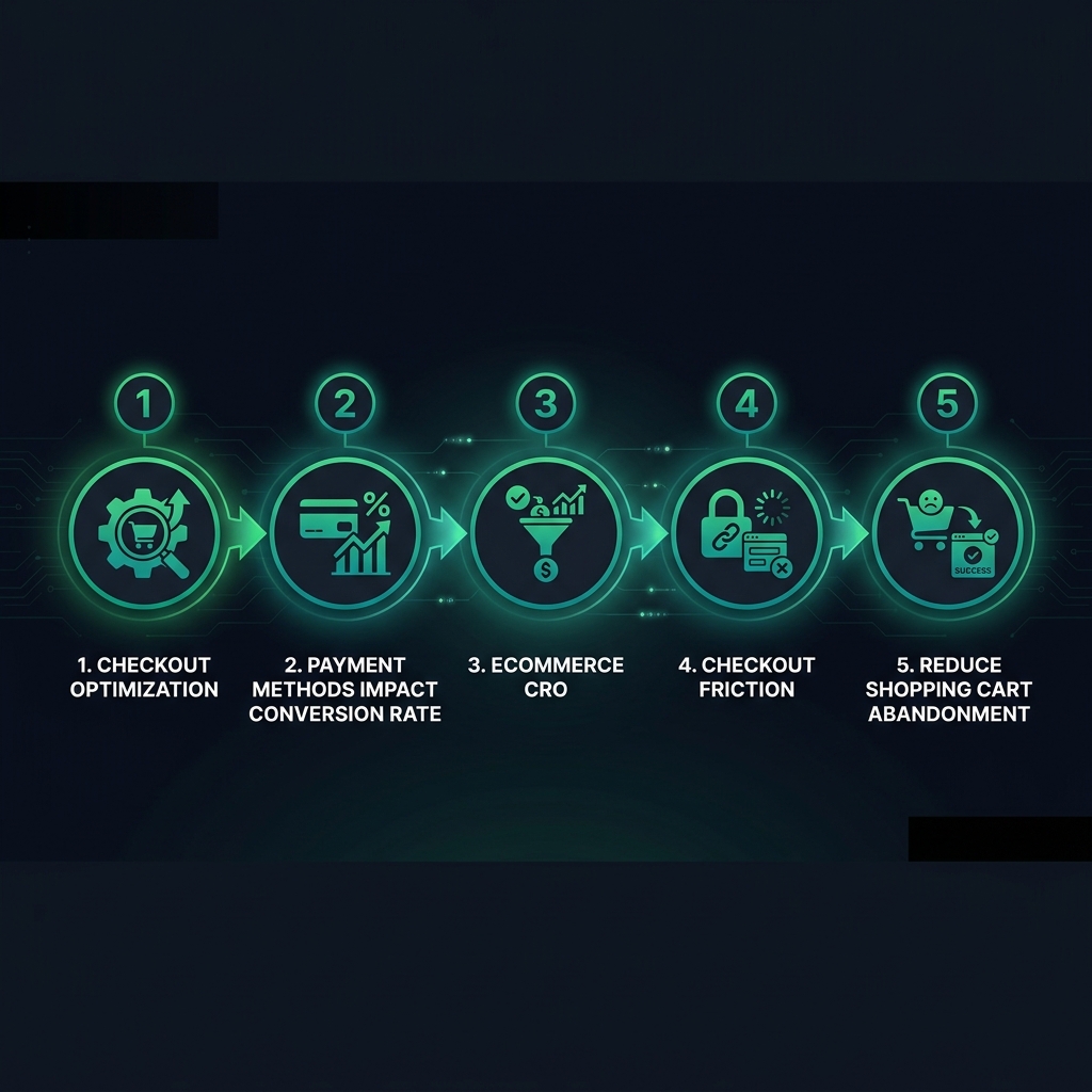 Checkout Psychology: How Payment & Shipping Options Kill (or Skyrocket) Your Sales infographic showing checkout optimization, payment methods impact conversion rate, ecommerce CRO for digital marketing